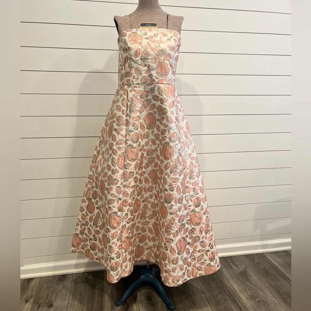 Kate Spade Floral Bud Brocade Strapless Dress – Rosebud Pink (Size 14) - Picture 2 of 11